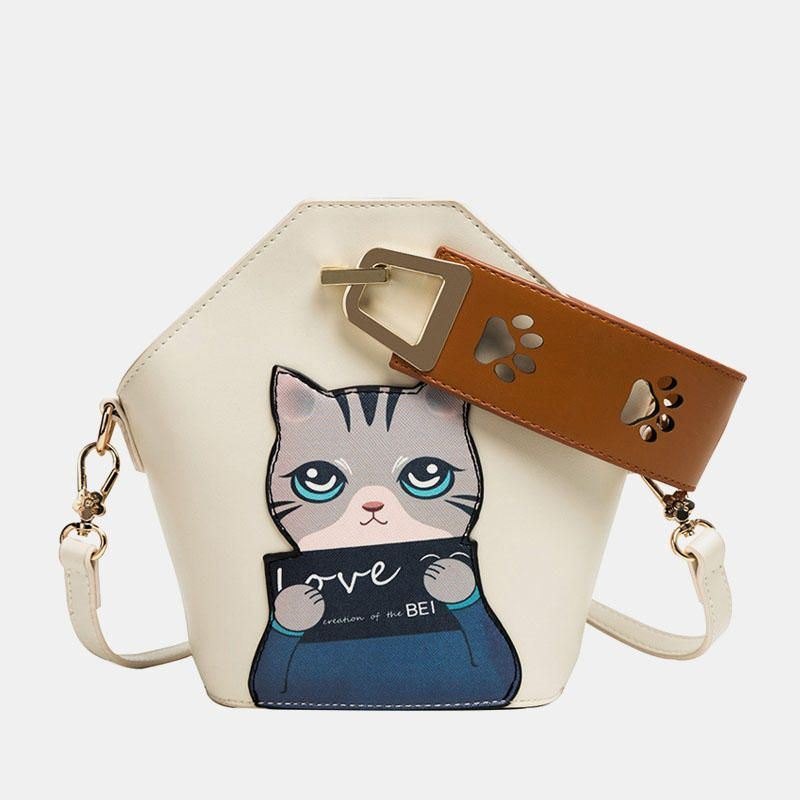 Damemote Søt Katt Crossbody Bag Håndveske Skulderveske