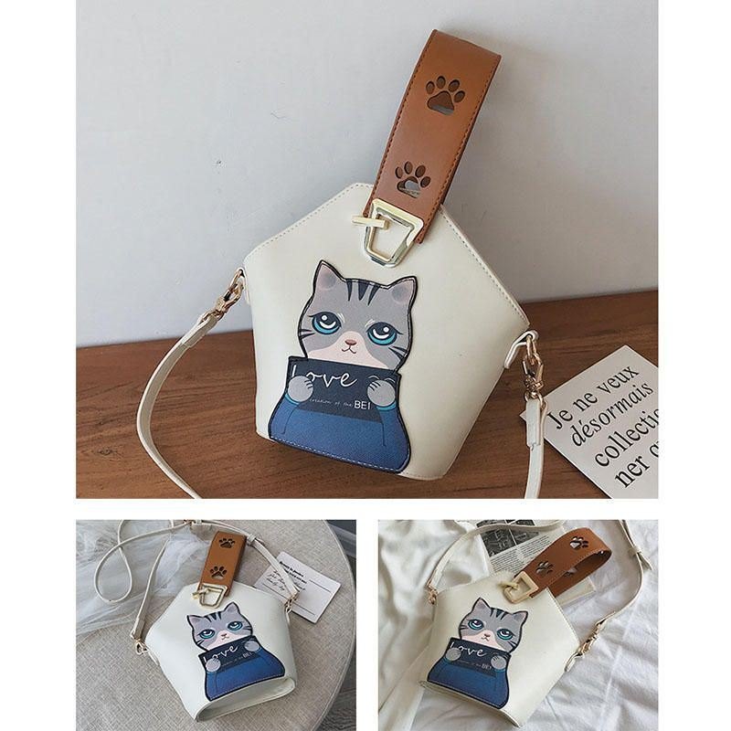 Damemote Søt Katt Crossbody Bag Håndveske Skulderveske