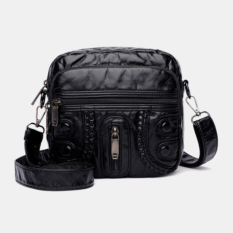 Damevasket Pu-skinn Retro 6.3 Tommers Telefonveske Med Stor Kapasitet Myk Crossbody-vesker Skulderveske