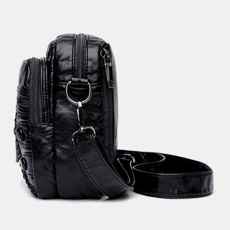 Damevasket Pu-skinn Retro 6.3 Tommers Telefonveske Med Stor Kapasitet Myk Crossbody-vesker Skulderveske