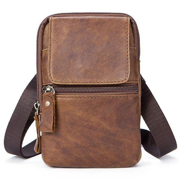 Ekte Skinn Casual Vintage Single Shoulder Crossboby Bag For Menn