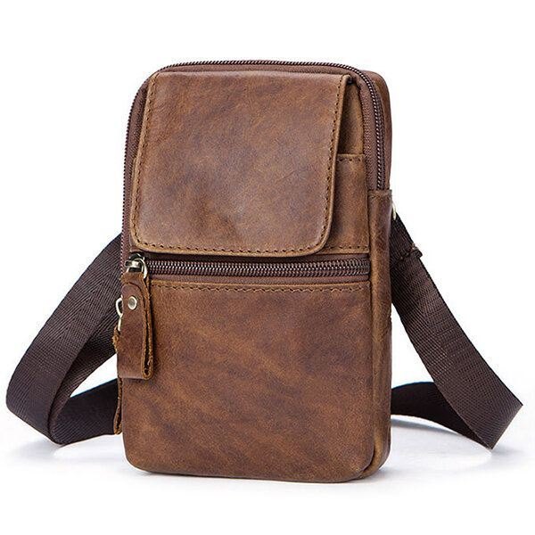 Ekte Skinn Casual Vintage Single Shoulder Crossboby Bag For Menn