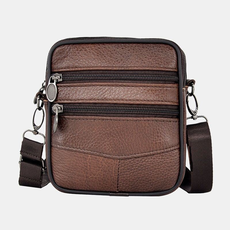 Ekte Skinn For Herre Med Stor Kapasitet Business Multi-carry Crossbody-veske