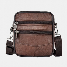 Ekte Skinn For Herre Med Stor Kapasitet Business Multi-carry Crossbody-veske