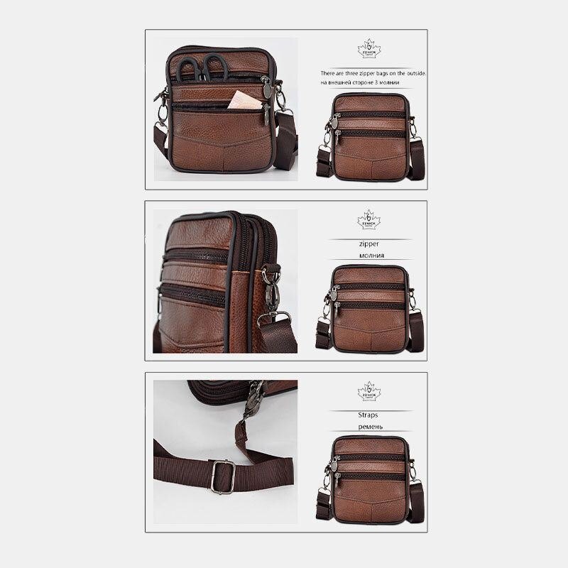 Ekte Skinn For Herre Med Stor Kapasitet Business Multi-carry Crossbody-veske