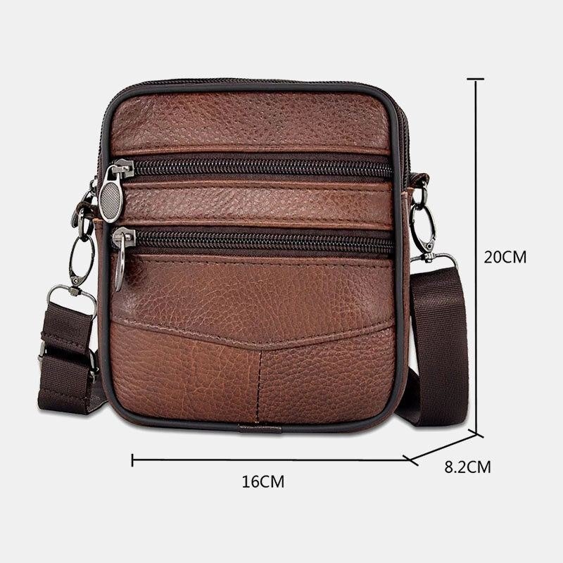 Ekte Skinn For Herre Med Stor Kapasitet Business Multi-carry Crossbody-veske