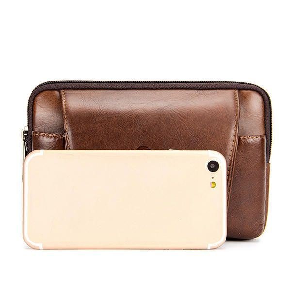 Ekte Skinn For Herre Vintage Minimalistisk Mote 6-tommers Telefonveske Midjeveske Crossbody-veske