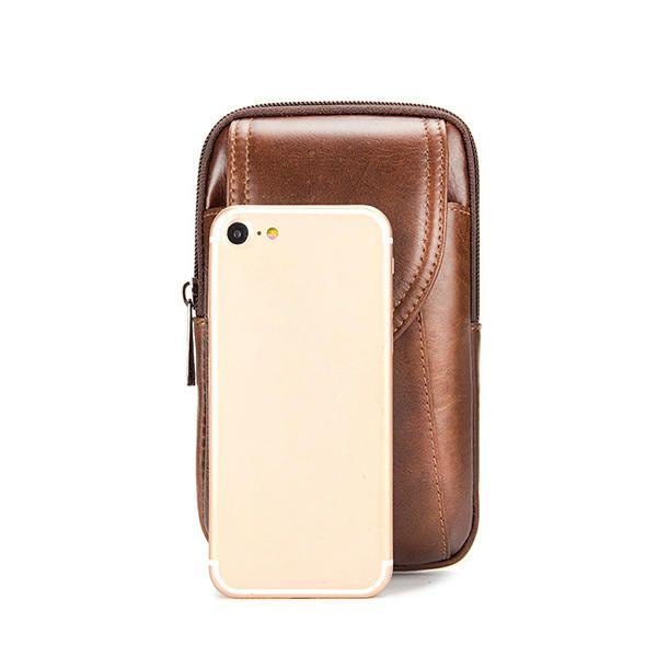 Ekte Skinn For Herre Vintage Minimalistisk Mote 6-tommers Telefonveske Midjeveske Crossbody-veske