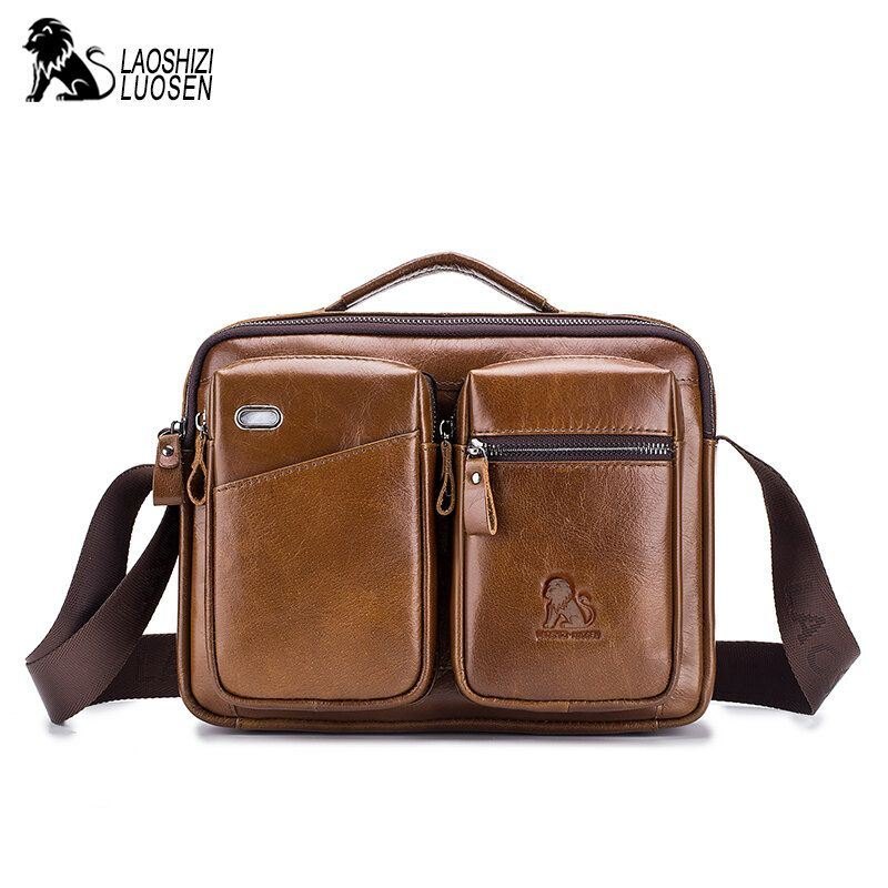 Ekte Skinn Herre Vintage Messenger Bag Koffert Håndveske Skulderveske Satchel Bag