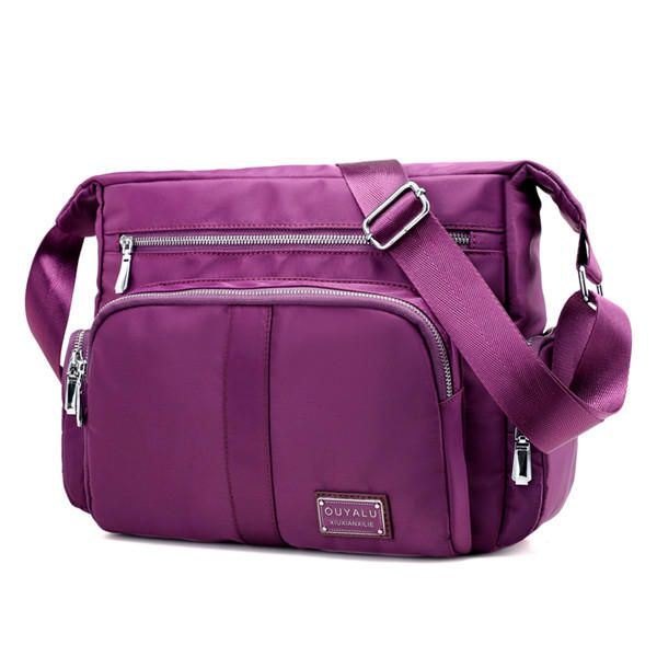 Flerlags Glidelåslommer For Dame Nylonskuldervesker Utendørssport Vanntette Crossbody-vesker Messenger Bag