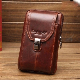 Herre Business Midjeveske Ekte Skinn Uformell 5.2/5.7/6 Tommer Telefonveske Skulder Crossbody-veske