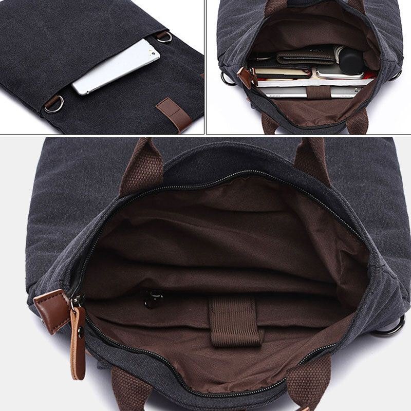 Herre Canvas Anti-tyveri Vanntett Vintage Messenger Bag Skulderveske Crossbody Bag Håndveske