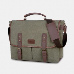 Herre Canvas Multi-lomme Slitasjebestandig Vintage Business Messenger Bag Laptop Bag Crossbody Bag Håndveske