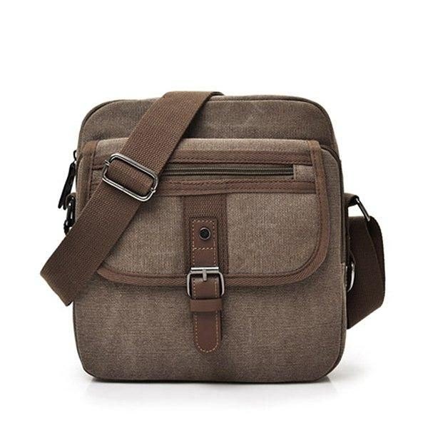 Herre Canvas Multifunksjonell Vintage Crossbody Bag Skulderveske Casual Business Travel Pack