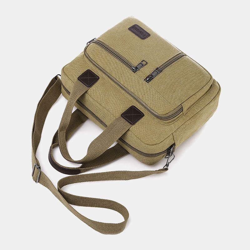 Herre Canvas Multipocket Crossbody-veske Med Stor Kapasitet