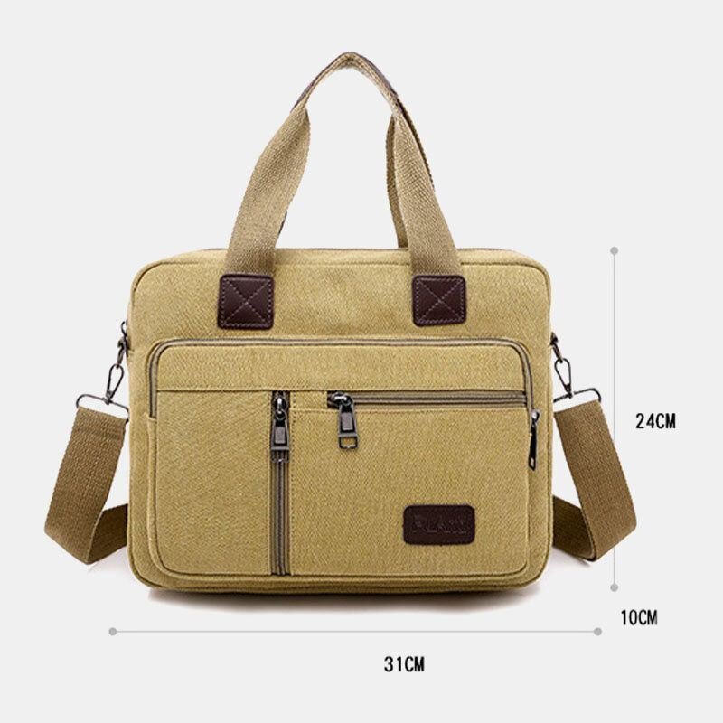 Herre Canvas Multipocket Crossbody-veske Med Stor Kapasitet