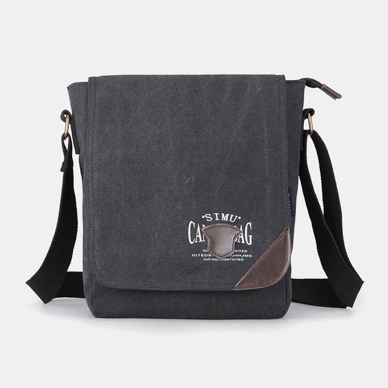 Herre Canvas Retro Skulderveske Med Stor Kapasitet Crossbody-veske