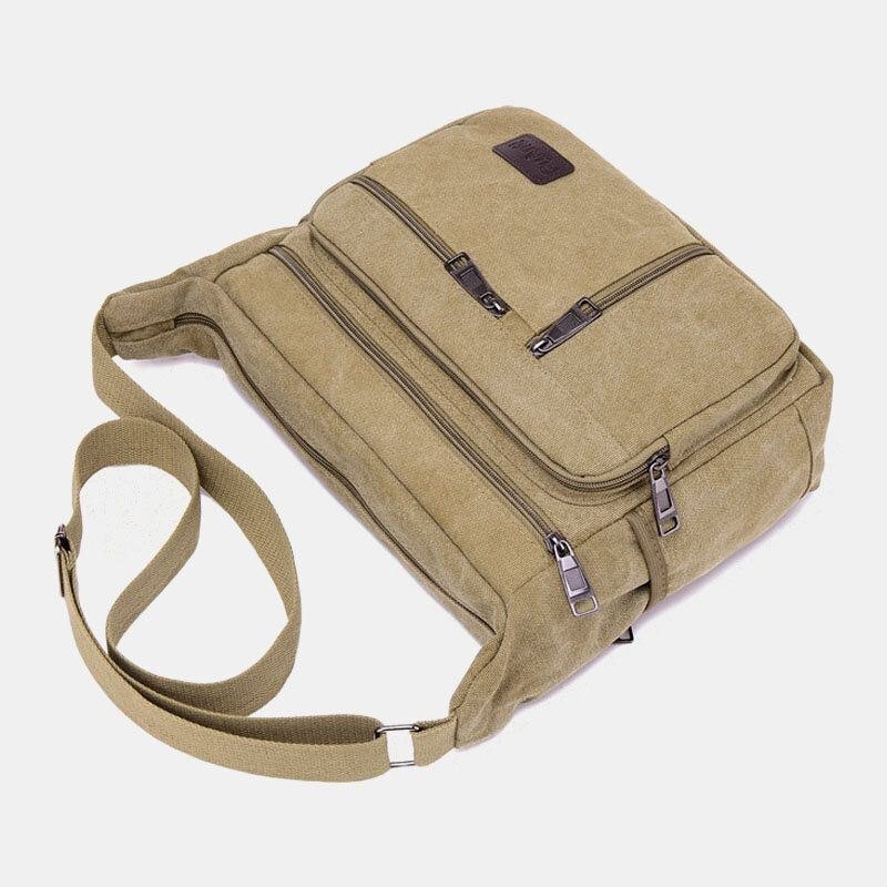 Herre Canvas Stor Kapasitet Enkel Skulderveske Crossbody Bag For Reise