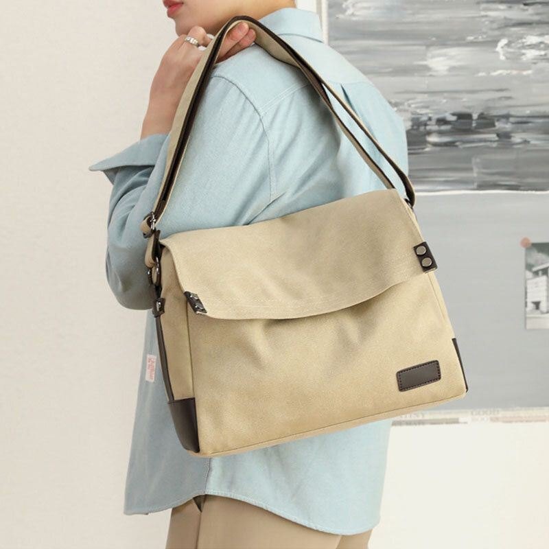 Herre Canvas Vintage Multifunksjon Crossbody Bag Med Stor Kapasitet Uformell Skulderveske