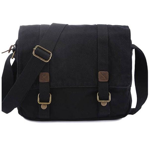 Herre Casual Canvas Kuskinn Big Crossbody Skulderveske