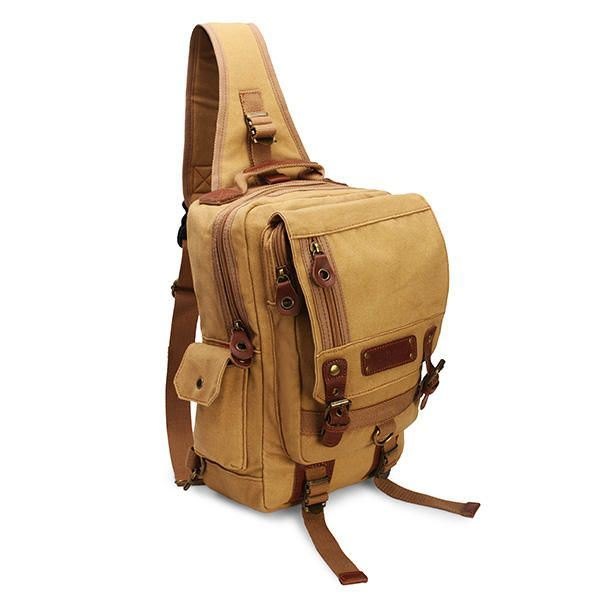 Herre Casual Canvas Outdoor Sport Skulder Ipad Bryst Crossbody Bag