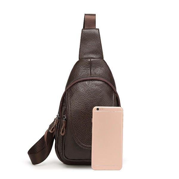 Herre Dame Brystveske I Ekte Skinn Mote Retro Casual Crossbody-veske Med 3 Farger