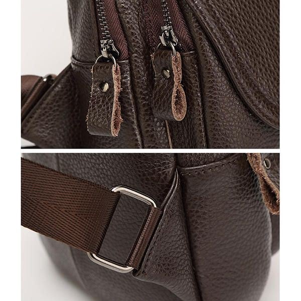 Herre Dame Brystveske I Ekte Skinn Mote Retro Casual Crossbody-veske Med 3 Farger