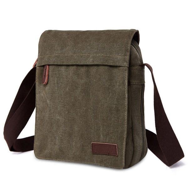 Herre Dame Canvas Fritid Multi Pocket Crossboby Bag Kapasitet Skulderveske