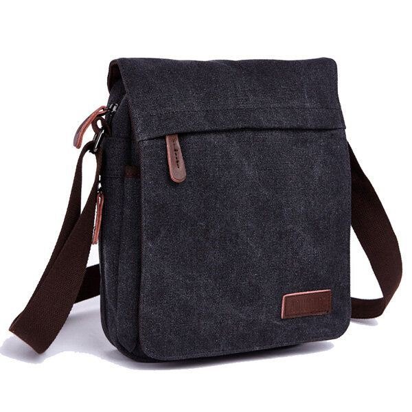 Herre Dame Canvas Fritid Multi Pocket Crossboby Bag Kapasitet Skulderveske