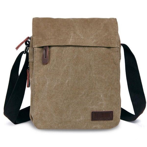 Herre Dame Canvas Fritid Multi Pocket Crossboby Bag Kapasitet Skulderveske