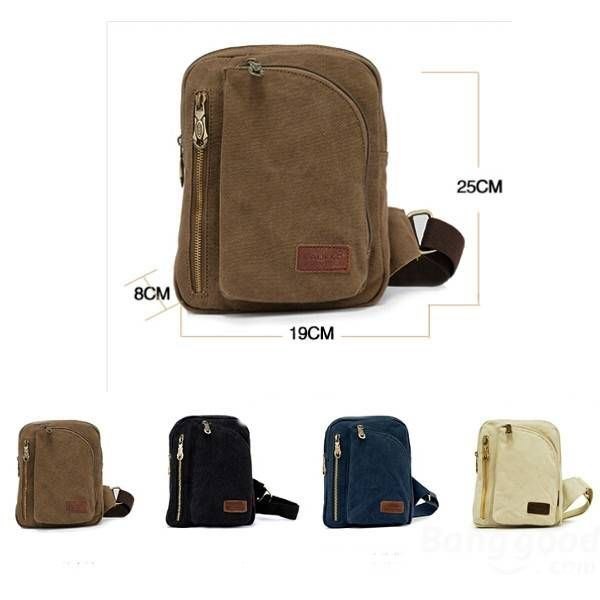 Herre Dame Casual Canvas Skuldervesker Chest Pack Messenger Bag