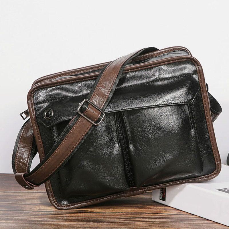 Herre Dobbeltlags Flerlomme Crossbody-vesker Mote Uformelt Hodetelefon-hulldesign 14 Tommers Bærbar Bag Skulderveske