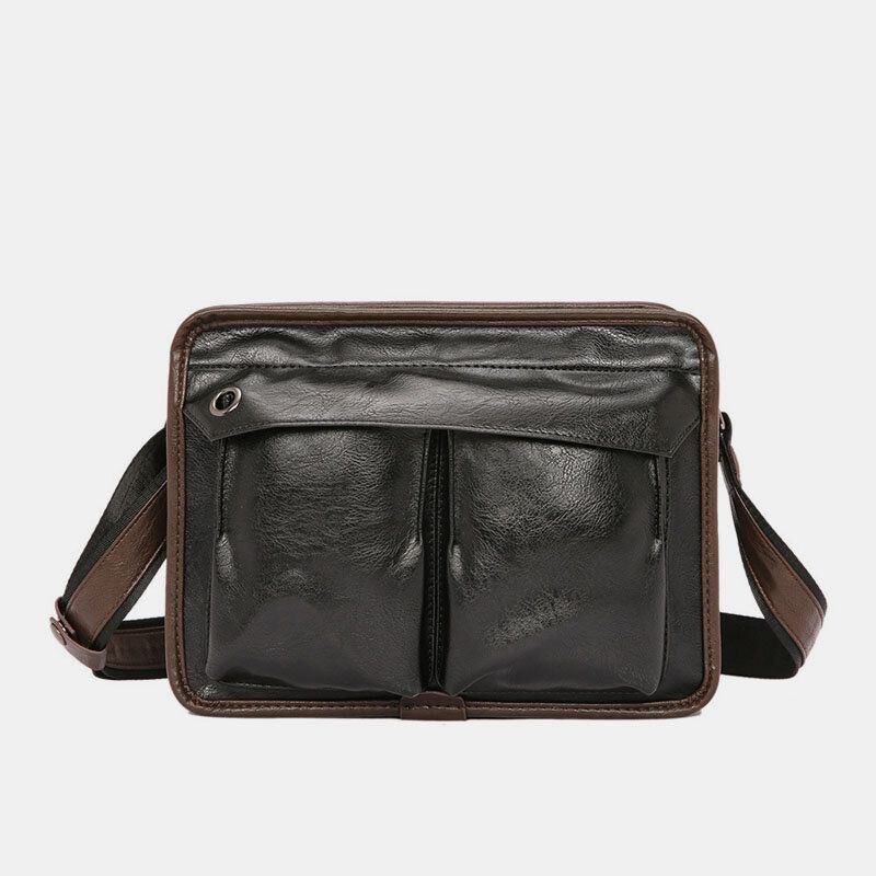 Herre Dobbeltlags Flerlomme Crossbody-vesker Mote Uformelt Hodetelefon-hulldesign 14 Tommers Bærbar Bag Skulderveske