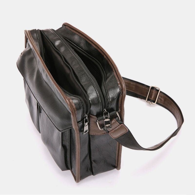 Herre Dobbeltlags Flerlomme Crossbody-vesker Mote Uformelt Hodetelefon-hulldesign 14 Tommers Bærbar Bag Skulderveske