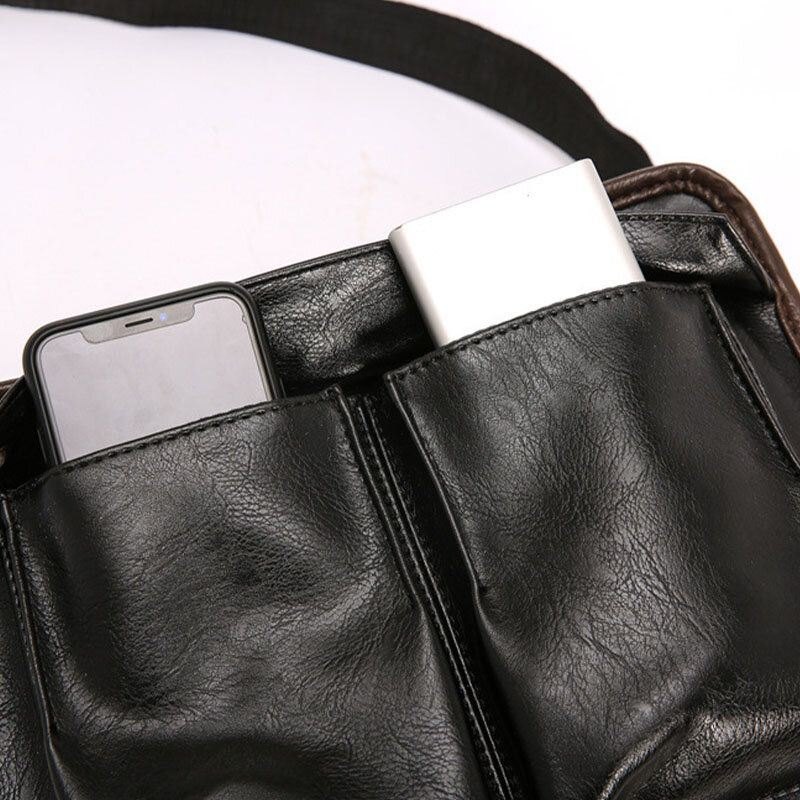 Herre Dobbeltlags Flerlomme Crossbody-vesker Mote Uformelt Hodetelefon-hulldesign 14 Tommers Bærbar Bag Skulderveske