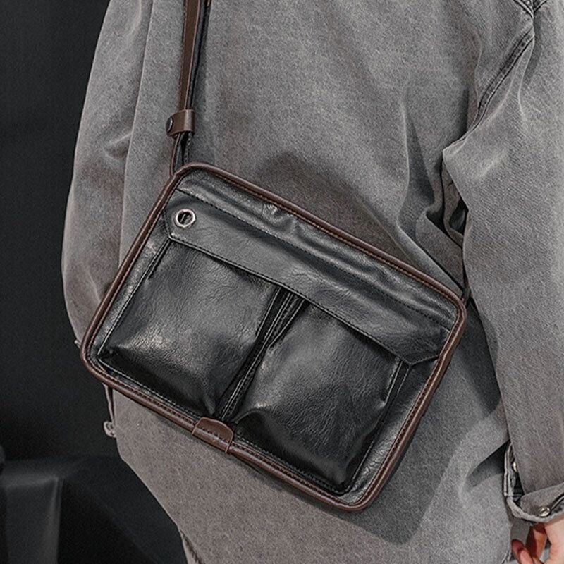 Herre Dobbeltlags Flerlomme Crossbody-vesker Mote Uformelt Hodetelefon-hulldesign 14 Tommers Bærbar Bag Skulderveske