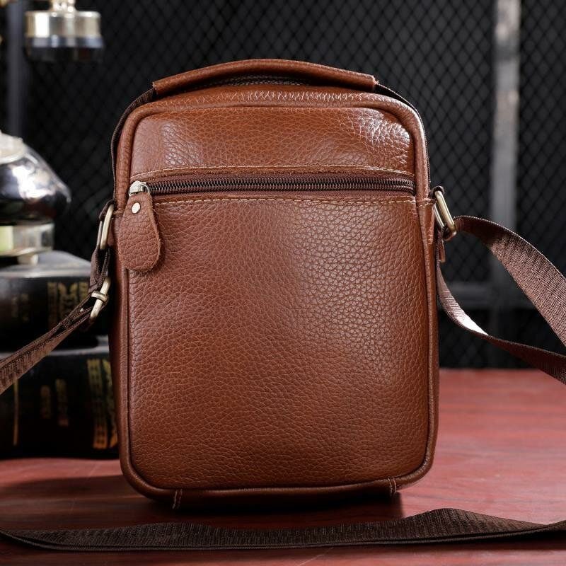 Herre Ekte Lær Multi-lomme Vintage 6.3 Tommers Telefonveske Crossbody-vesker Skulderveske Håndveske