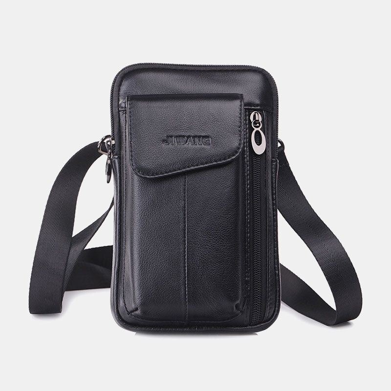 Herre Ekte Skinn 6.5 Tommer Telefonveske Midjeveske Belteveske Crossbody-veske