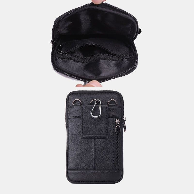 Herre Ekte Skinn 7 Tommer Telefonveske Midjeveske Belteveske Skulderveske Crossbody-veske