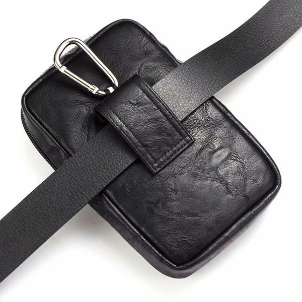 Herre Ekte Skinn Dobbel Glidelås Midjeveske Crossbody-veske