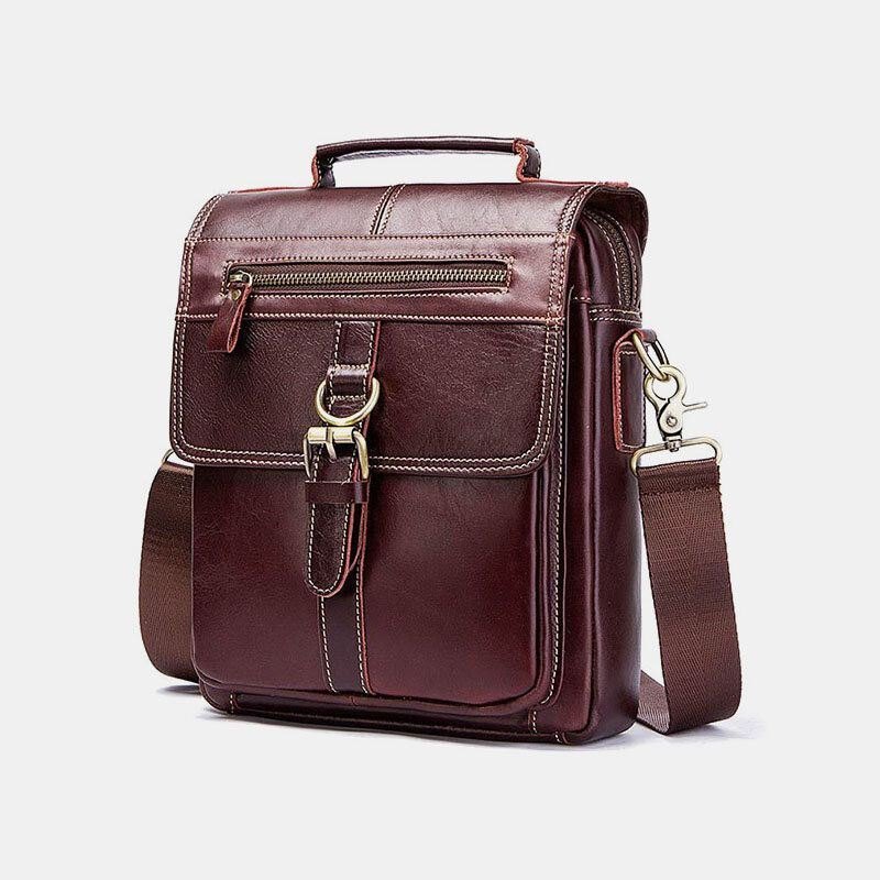 Herre Ekte Skinn Kuskinn Retro Multi-lommer Flerlags Crossbody Bag