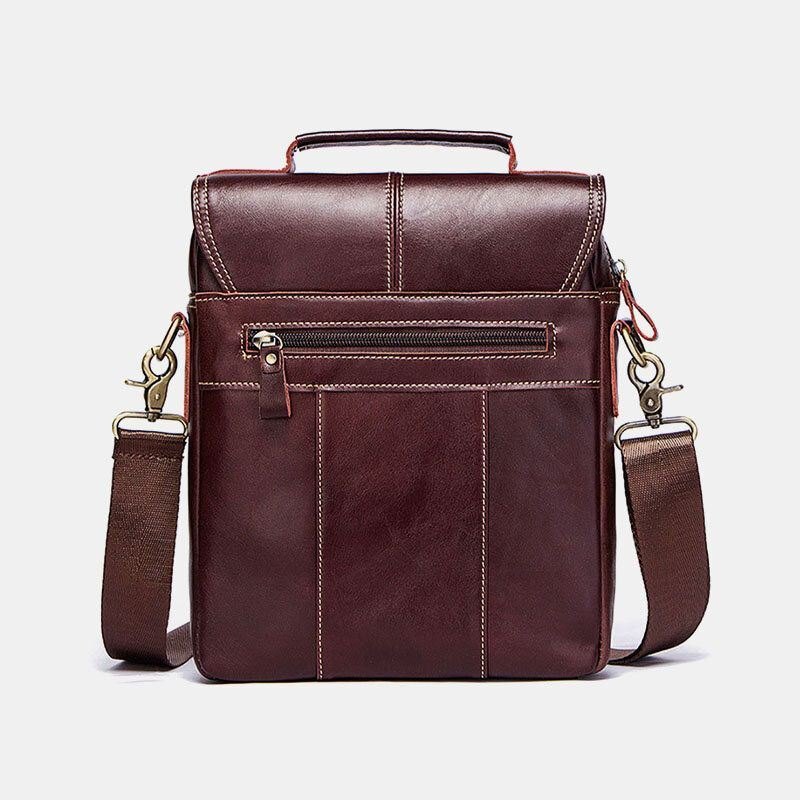 Herre Ekte Skinn Kuskinn Retro Multi-lommer Flerlags Crossbody Bag