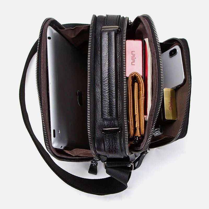 Herre Ekte Skinn Mote Skulderveske Crossbody Bag Business Bag