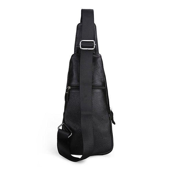 Herre Ekte Skinn Mote Uformell Brystpakke Daypack Sling Bag Skulderveske