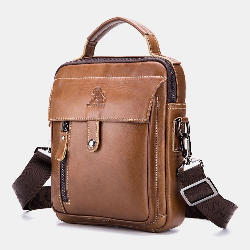 Herre Ekte Skinn Multi-lomme Vanntett Vintage Håndveske Crossbody Bag Skulderveske