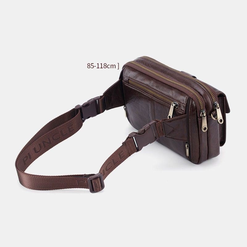 Herre Ekte Skinn Multifunksjon Retro Skulderveske Midjeveske Cross Body Bag