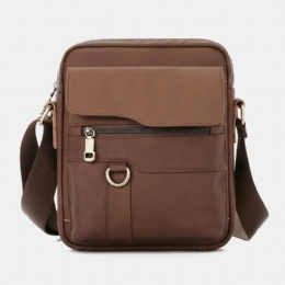 Herre Ekte Skinn Stor Kapasitet Vintage Casual 6.5 Tommers Telefonveske Crossbody-veske Skulderveske Messenger-koffert