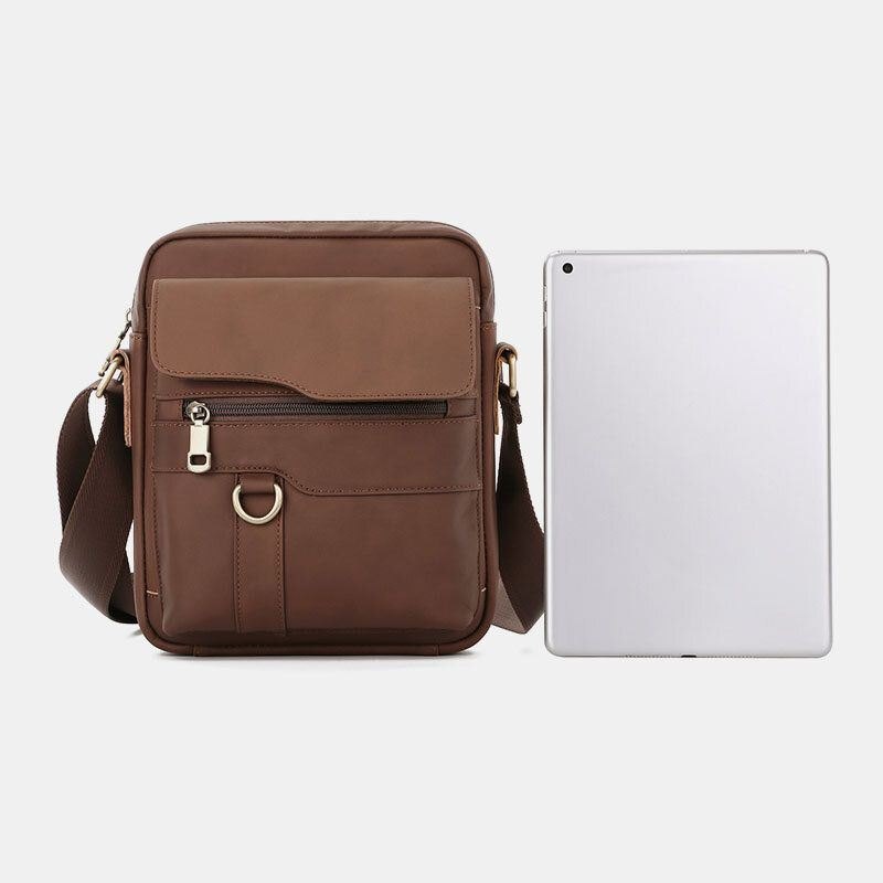 Herre Ekte Skinn Stor Kapasitet Vintage Casual 6.5 Tommers Telefonveske Crossbody-veske Skulderveske Messenger-koffert