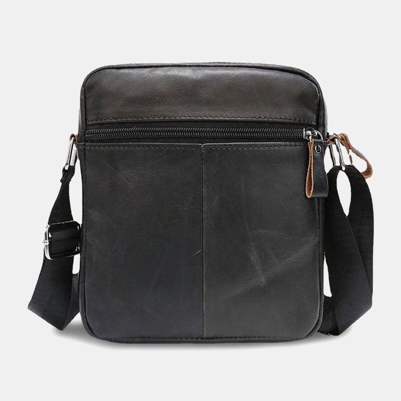 Herre Ekte Skinn Uformell Slitasjebestandig Multi-lags Sport Crossbody Bag Skulderveske