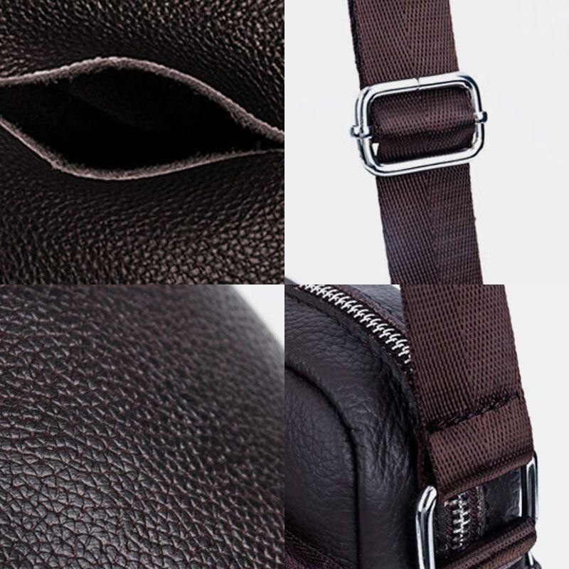 Herre Ekte Skinn Vanntett Multifunksjon Flerlags Crossbody Bag Skulderveske